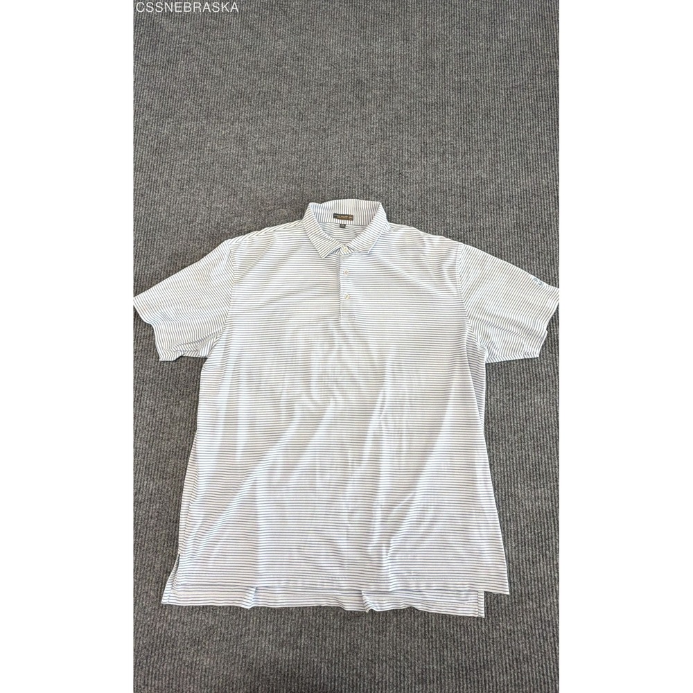 Peter Millar Summer Comfort Polo Shirt Blue White Striped Mens XXL MS17EK57S